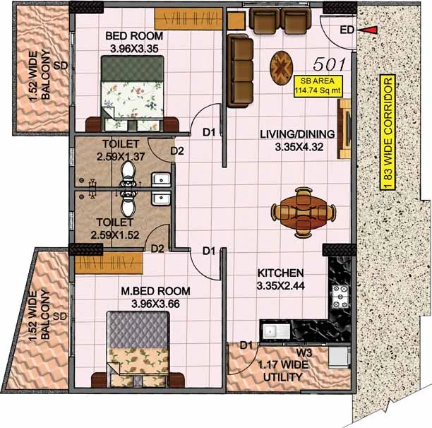 Flat 501 – 1001 — Plan