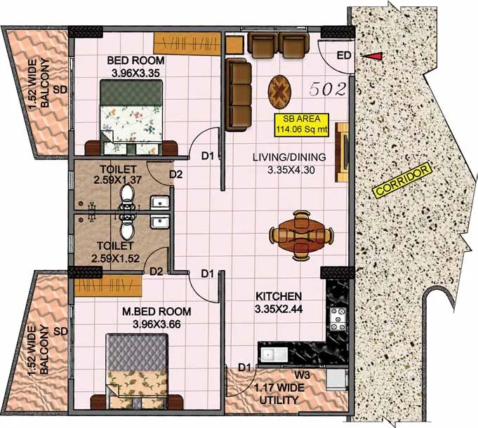 Flat 502 – 1002 — Plan