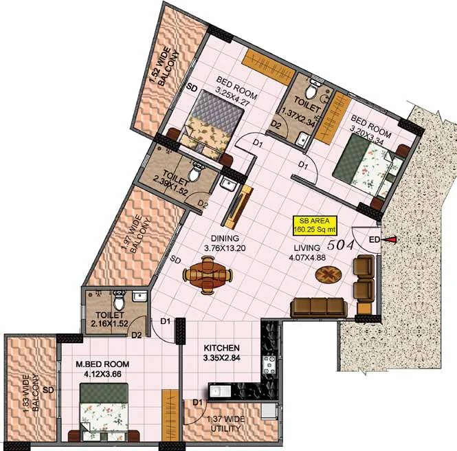 Flat 504 – 1004 — Plan