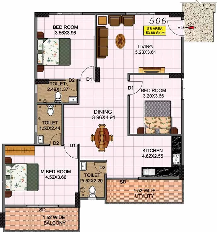 Flat 506 – 1006 — Plan
