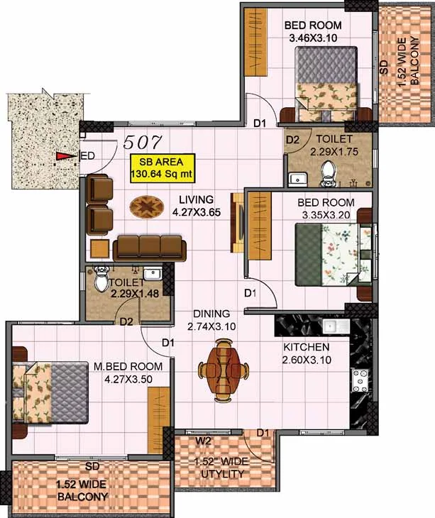 Flat 507 – 1007 — Plan